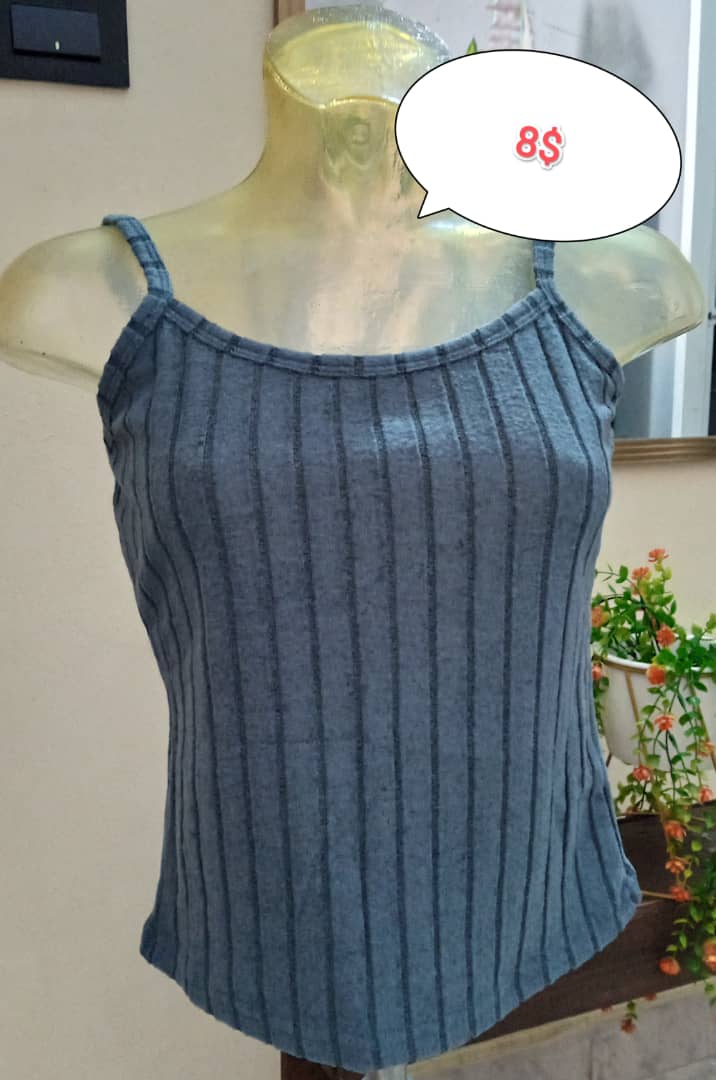 SHEIN EZwear Top de tirantes unicolor tejido de canalé Azul Cadete