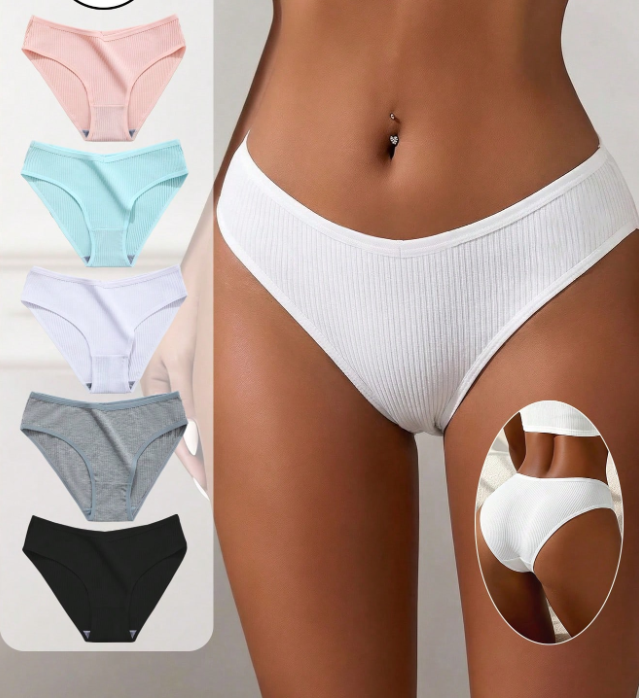 5 piezas de ropa interior cómoda para mujer, diseño de cintura en forma de V, elástica y suave para la piel