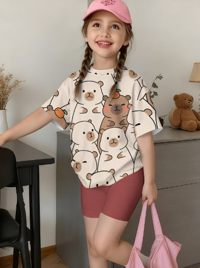  Conjunto de shorts de carpincho para niña