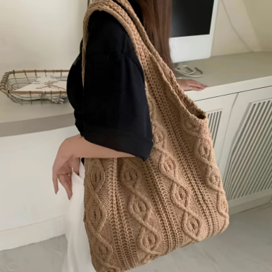 Bolso de Hombro Tejido a Mano de Gran Capacidad