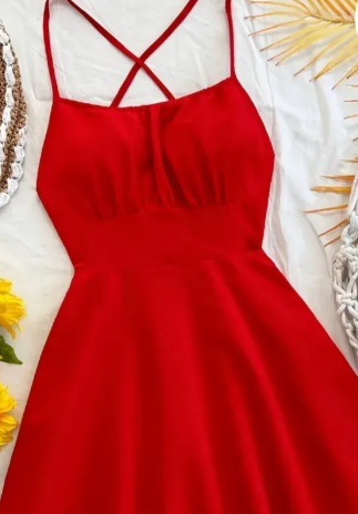 Vestido mini sin espalda de color sólido